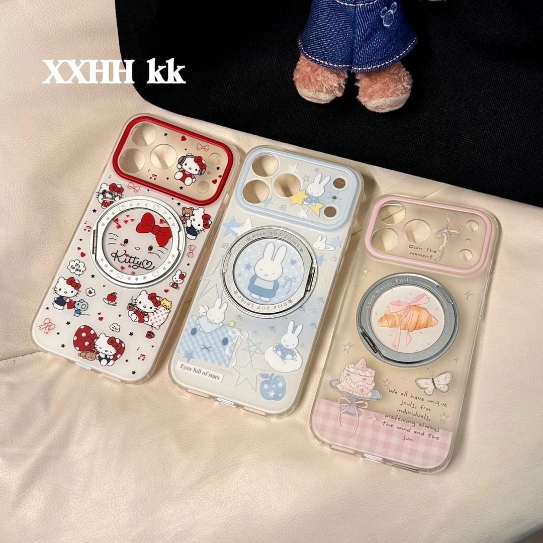 360°旋转支点磨砂双层手机壳适用于苹果15 16 17 promax创意防摔