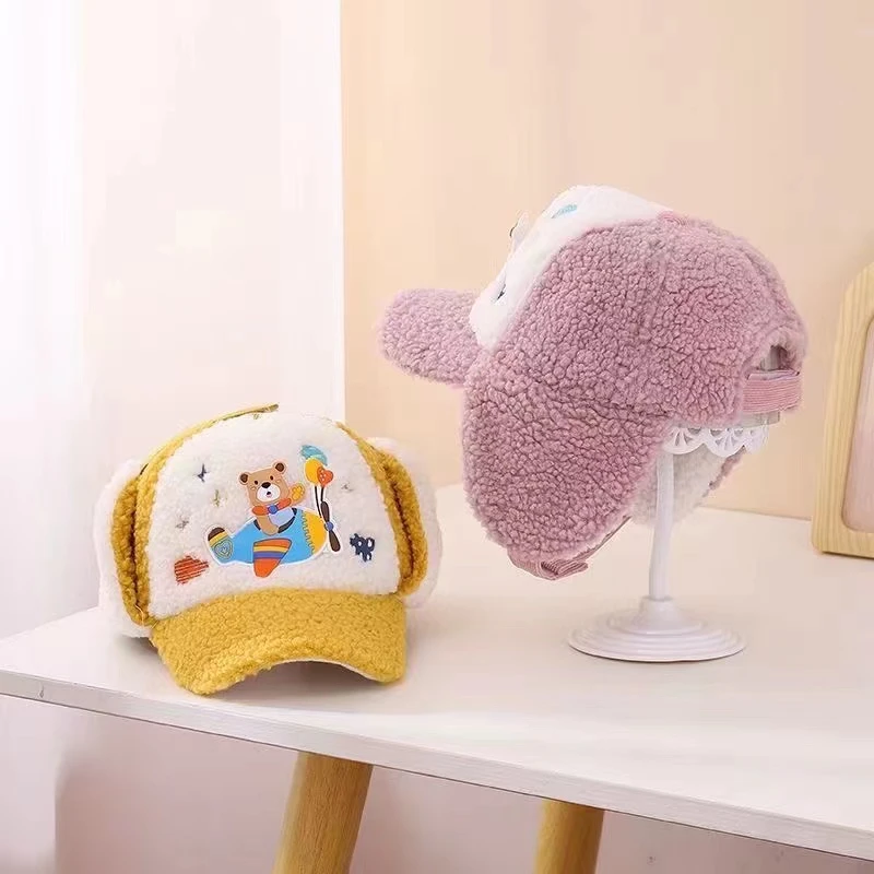 【米果妈】新款儿童秋冬季韩版可爱卡通保暖护耳棒球帽(3-9岁)Z2204