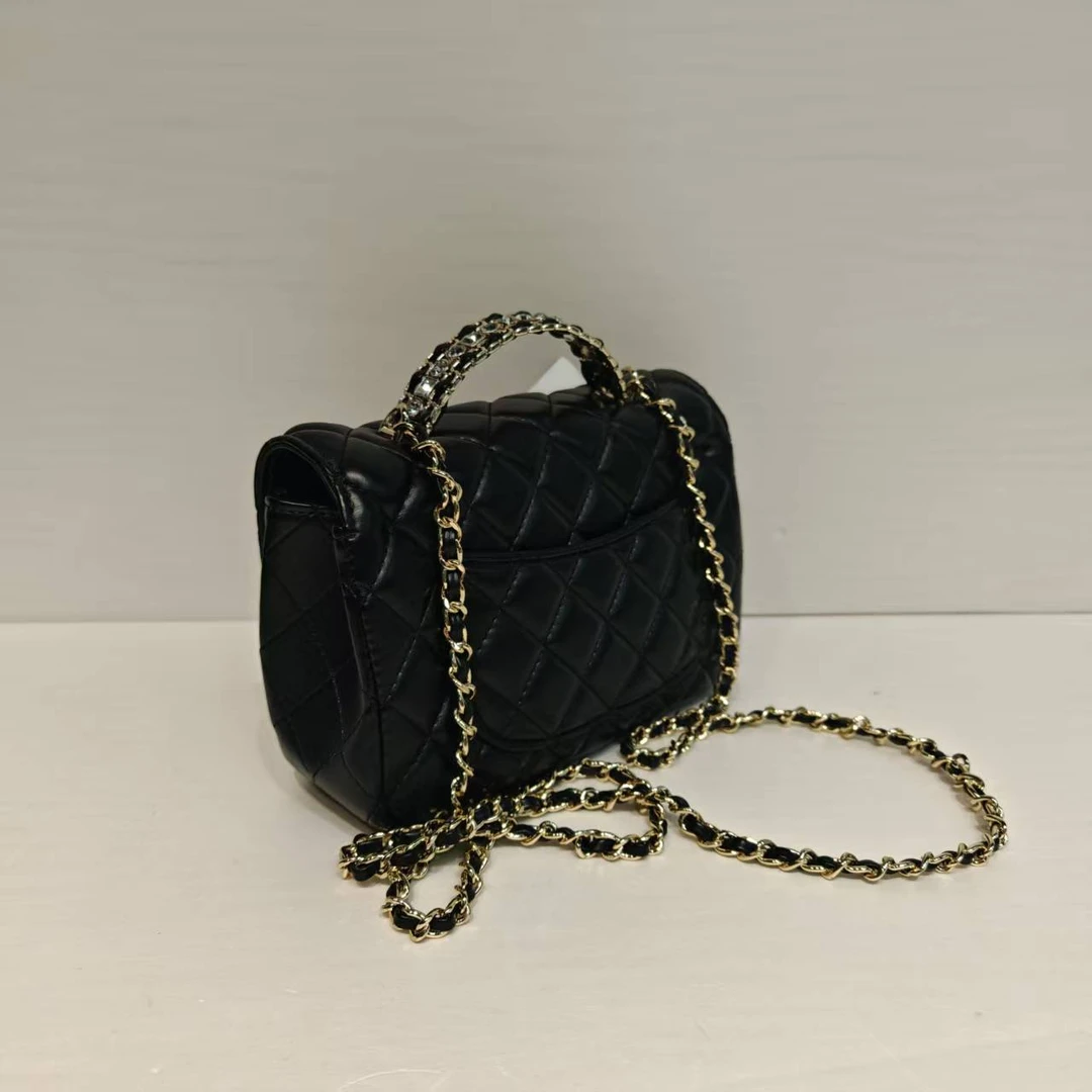 【C124】链条菱格手提包-新款女包斜挎包百搭单肩包（尺寸20*7*13）