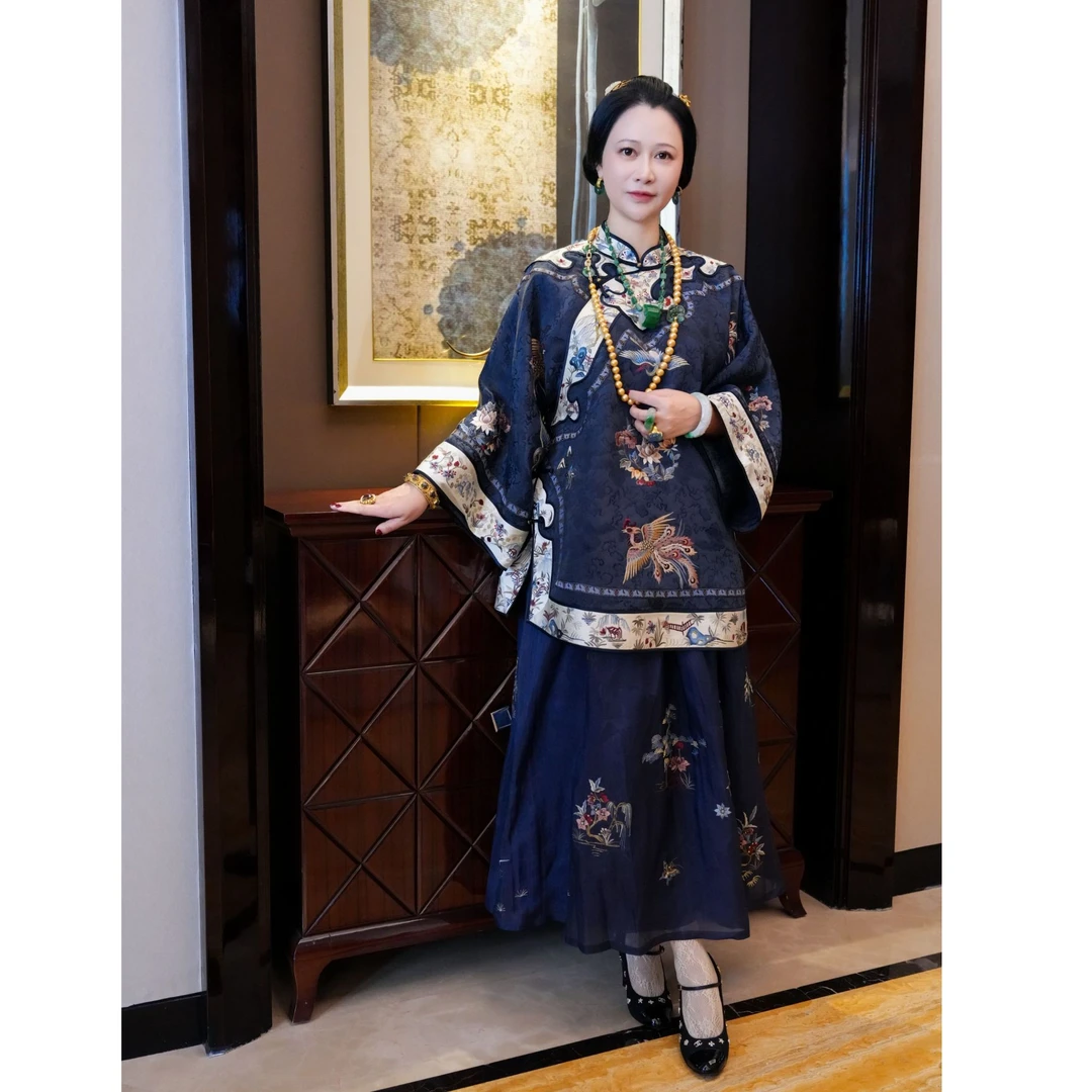 【云裳溪2025｜3月重庆 新款】国风重工刺绣石青色复刻套装