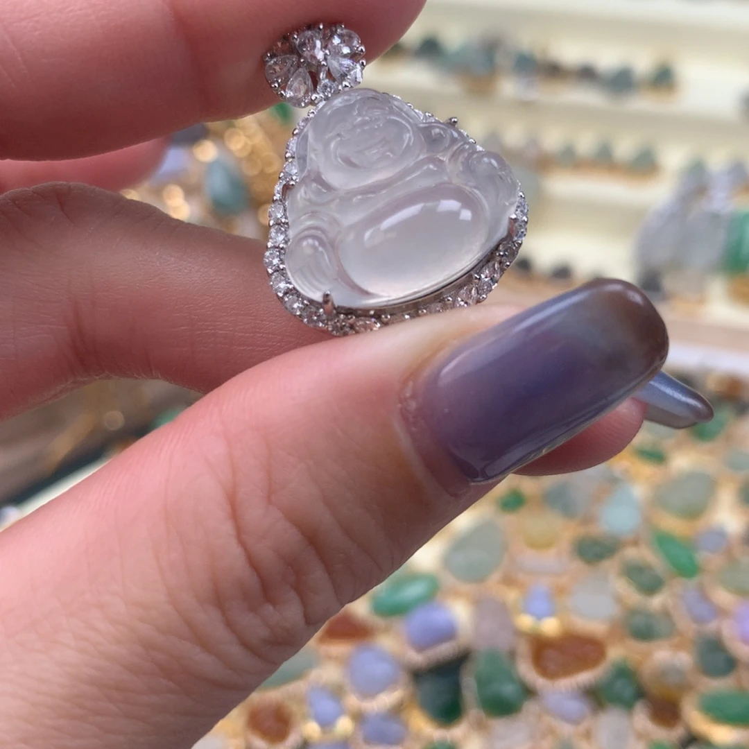 翡翠银S925镶嵌颈饰佛公