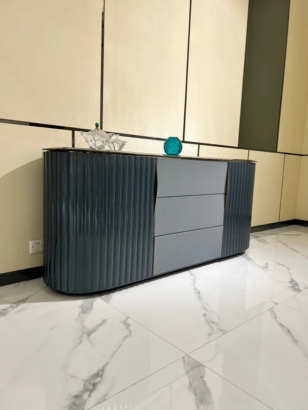 意大利轻奢大理石餐边柜卧室主卧储物柜边柜玄关柜蓝翡翠奢石地柜