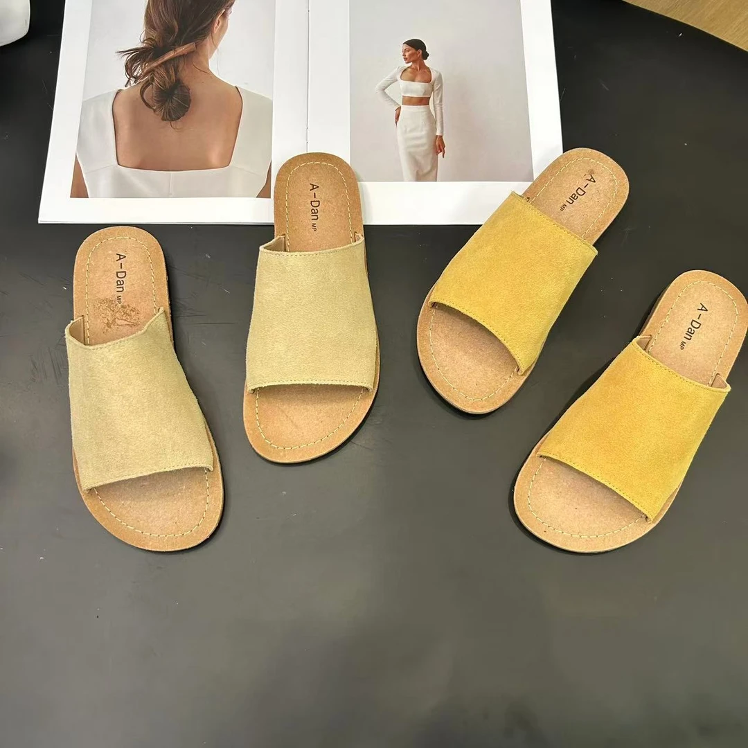 夏季新款气质简约百搭外穿软底一字平底拖鞋H6513