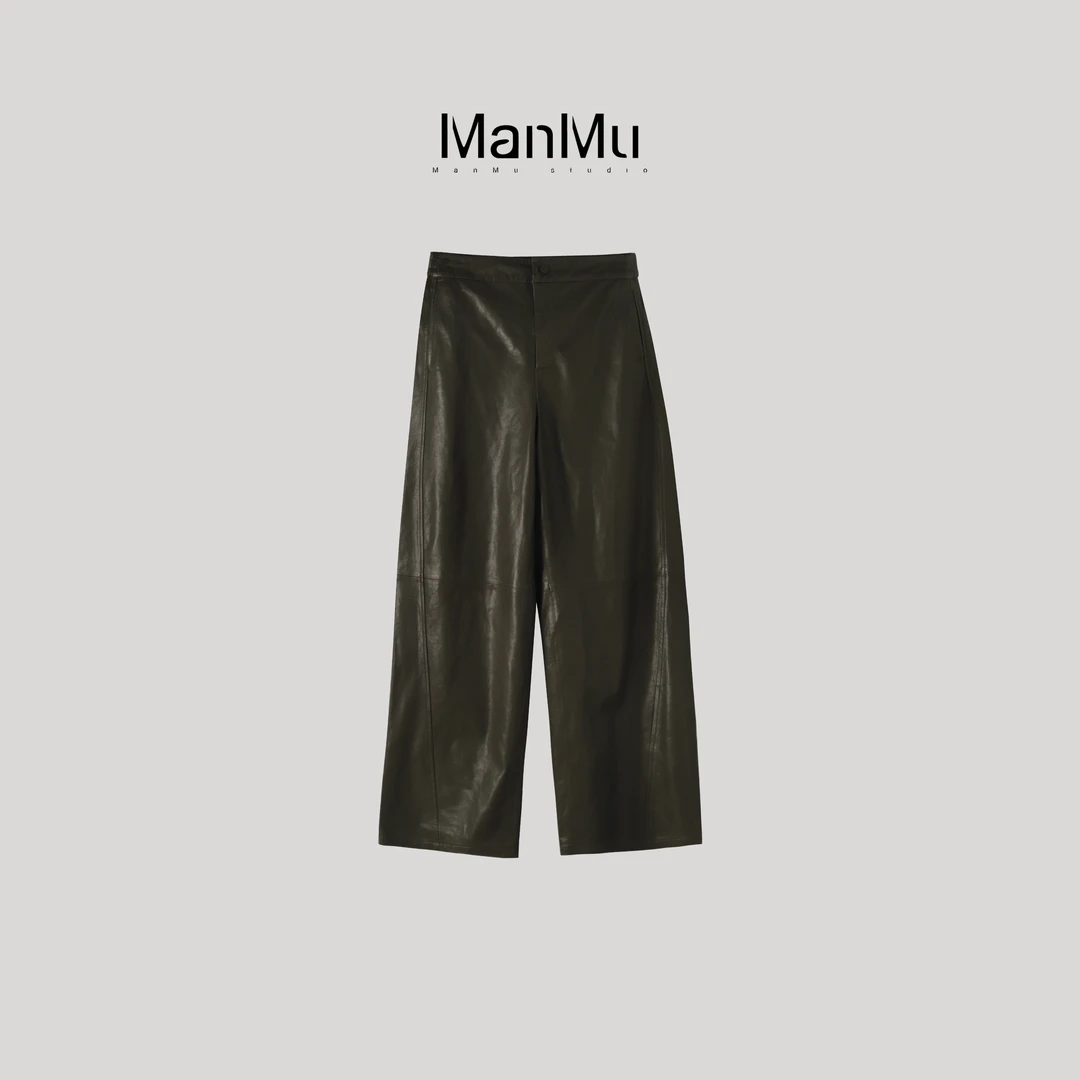 满目ManMu 【张琪专属】高级定制秋季时尚百搭真皮皮裤350563