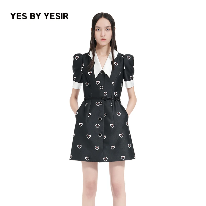 YES BY YESIR叶谦设计师品牌爱心天鹅马甲连衣裙