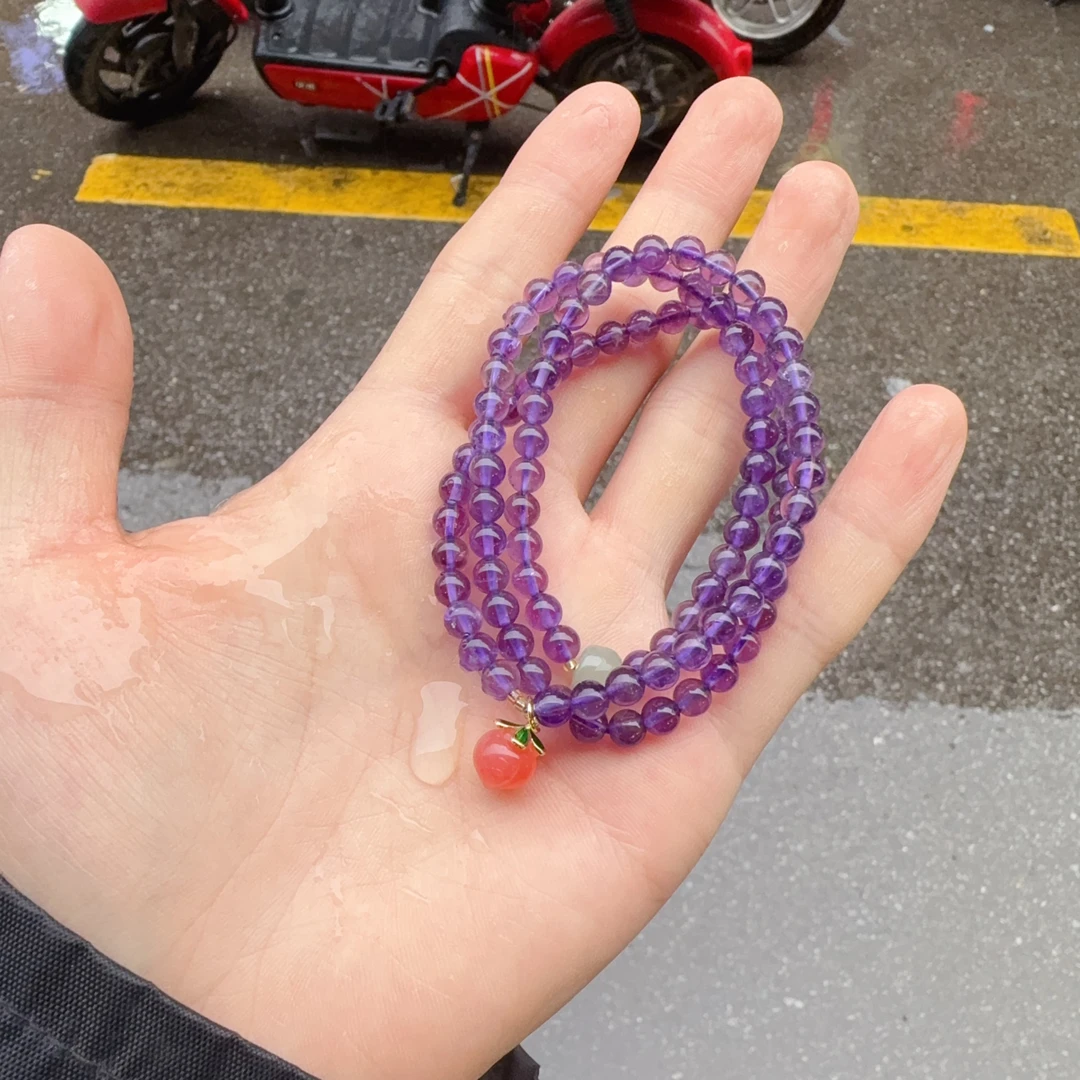 天然紫水晶三圈手链约5+mm左右多样性拍一发一j