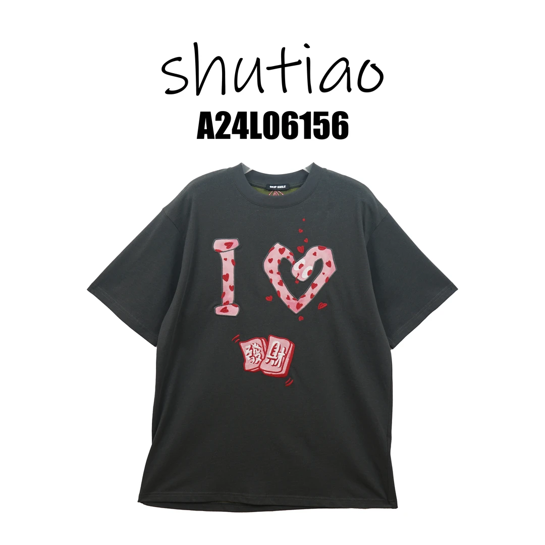 【SHUTIAO】2025夏季：新款小众设计款T恤A24L06156