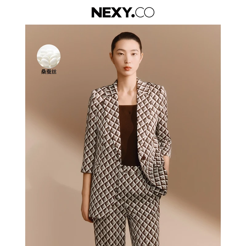 【安雅专属】NEXY.CO/奈蔻丝绸外套气质修身桑蚕丝职业XA01976C7