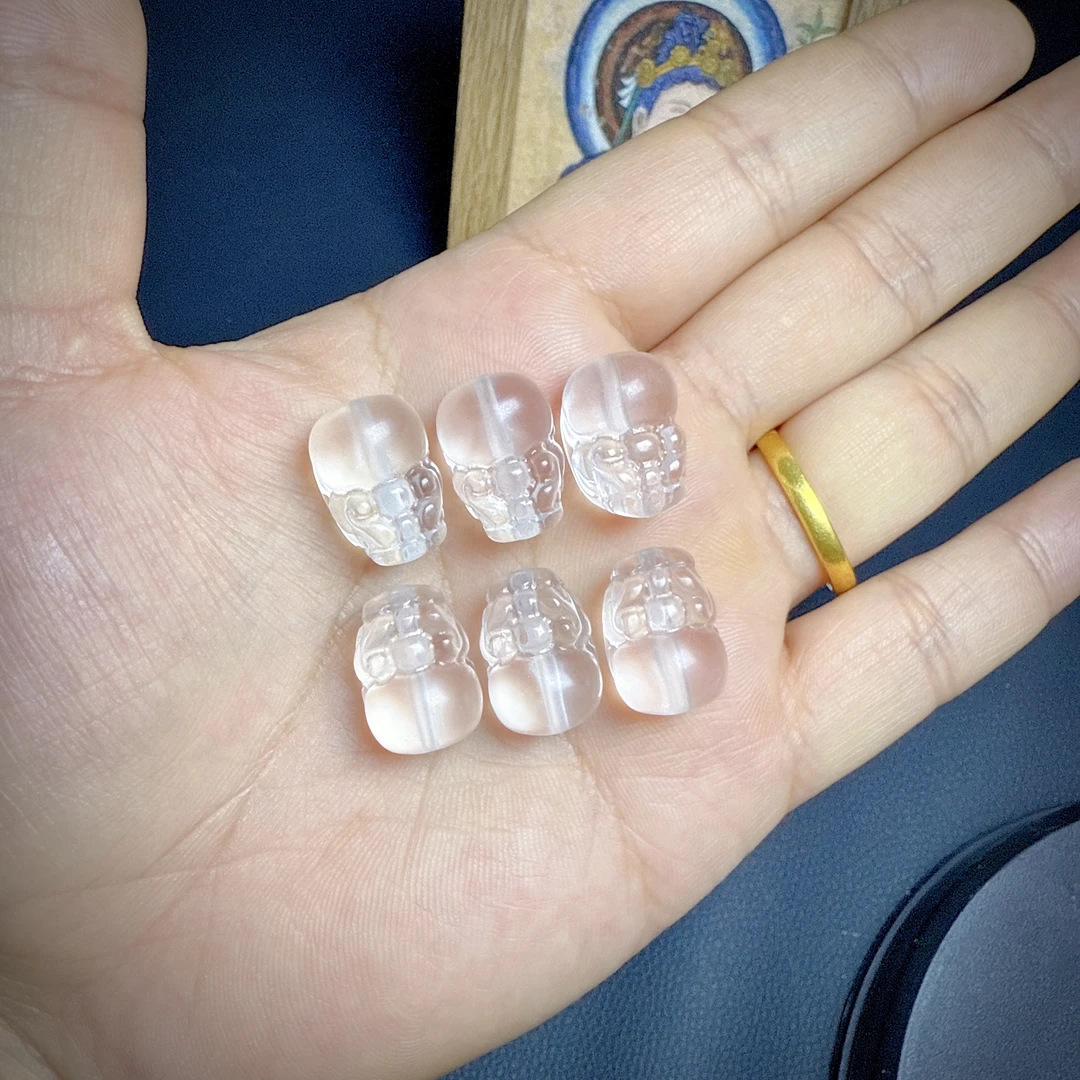 【金灿灿】白水晶雕刻貔貅通孔DIY配件设计款百搭A117 多样性发一