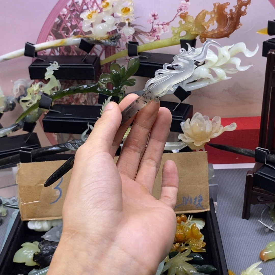 蛇纹石玉合金发饰