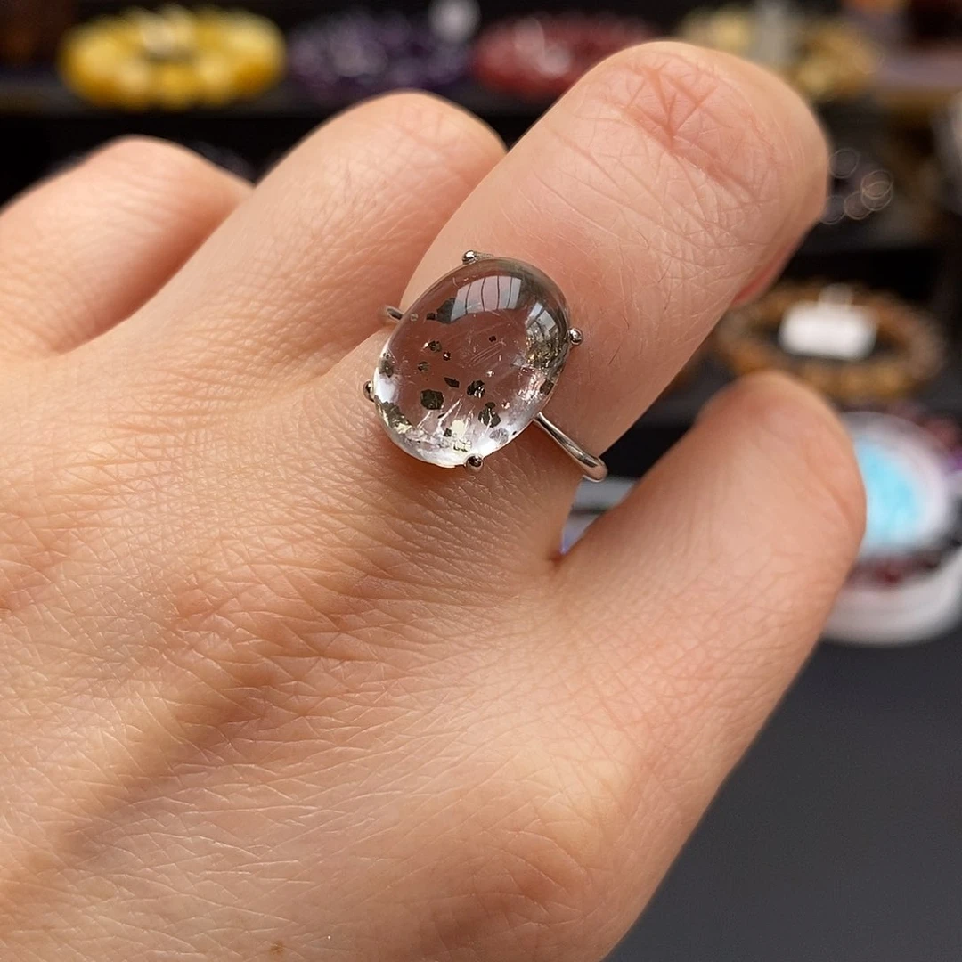 水晶戒指银S925镶嵌戒指