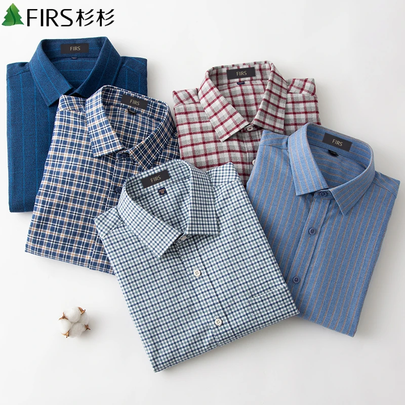 100%纯棉【杉杉】秋季长袖格子衬衫磨毛抗皱25新款简约休闲男衬衣