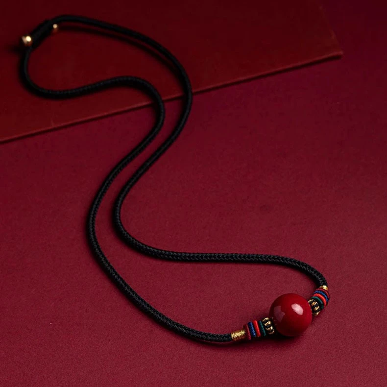 天然辰砂手工朱砂珠锁骨项链女款简约百搭吊坠挂件饰品送女友礼物