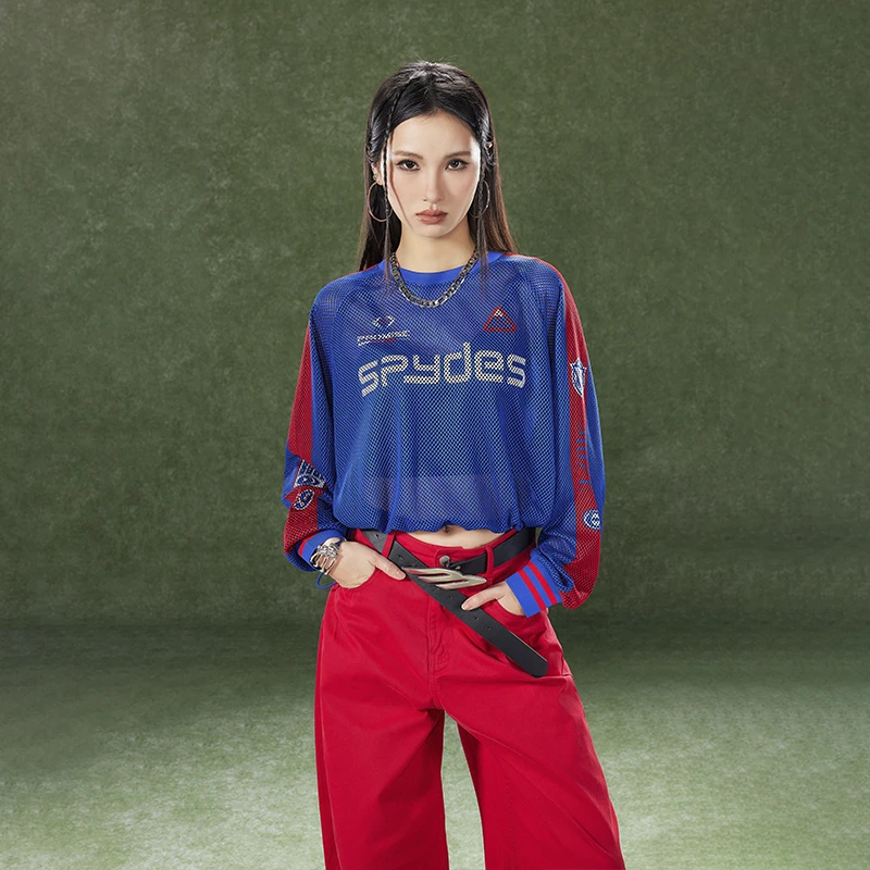 卫衣上衣长袖宽松条纹圆领拼接运动上衣c50572