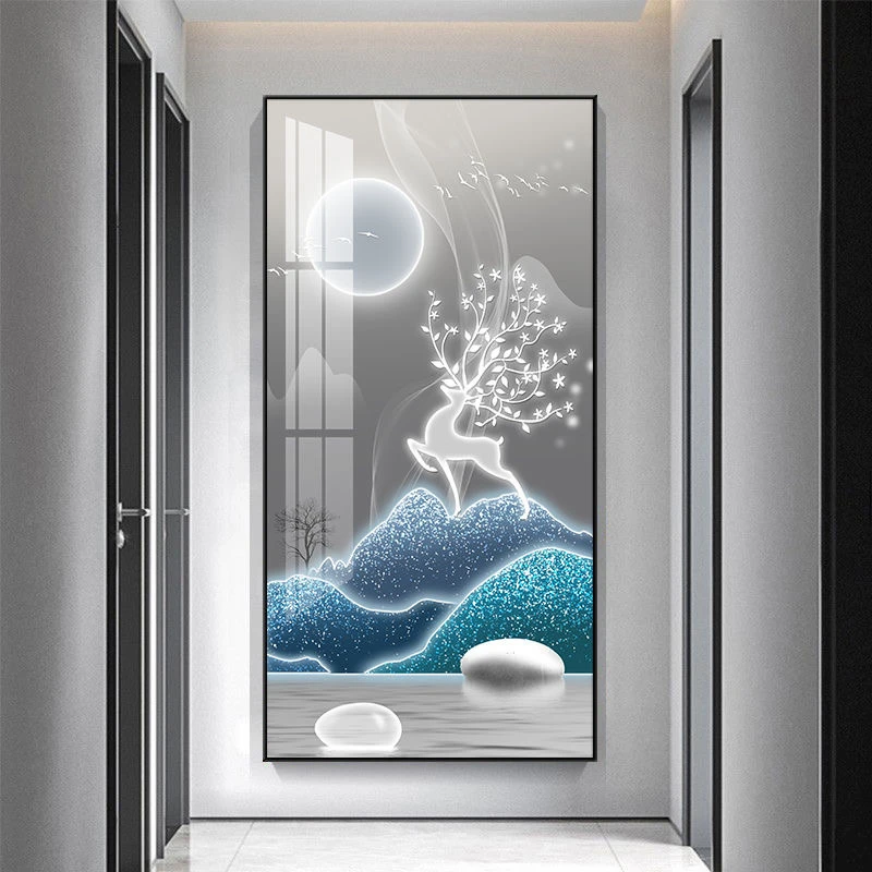 2025新款玄关装饰画现代简约挂画入户走廊过道装饰画晶瓷镶钻