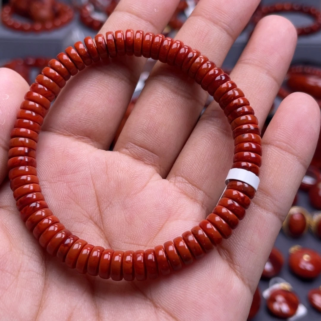 南红玛瑙未镶嵌珠宝奇石单圈7mm