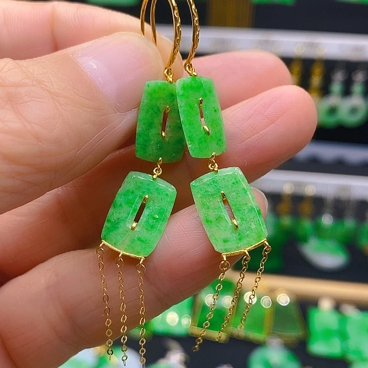 翡翠耳饰18K金镶嵌耳坠