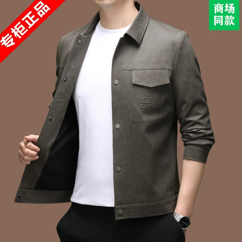 【专柜正品】意大利轻奢翻领夹克男外套秋冬款帅气中青年休闲茄克潮