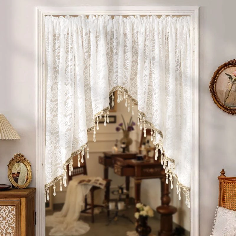 新款家用免半截拱形装饰三角半门帘卧室大气窗帘高品纱帘氛围感