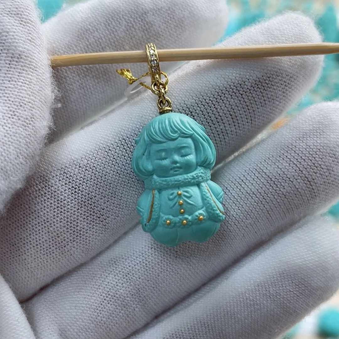 绿松石珠宝奇石18K金镶嵌