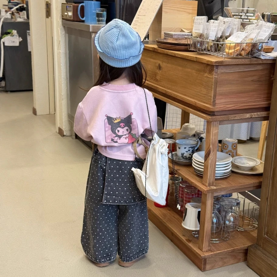 女童2025秋季新款韩版休闲卡通上衣女宝宝可爱假两件宽版库洛米T