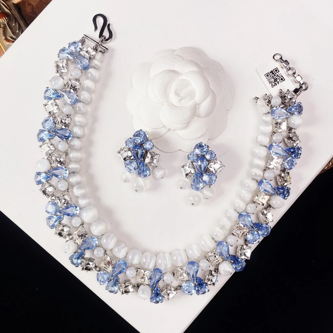 95新 DIOR/迪奥 柚礼中古/迪奥花朵项链耳夹套lz404087
