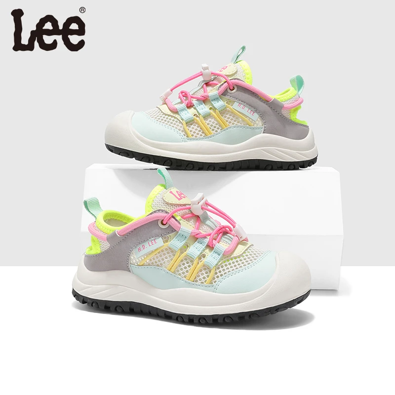 LEEkids童鞋女童网面运动鞋子夏季透气软底包头凉鞋户外防滑网鞋