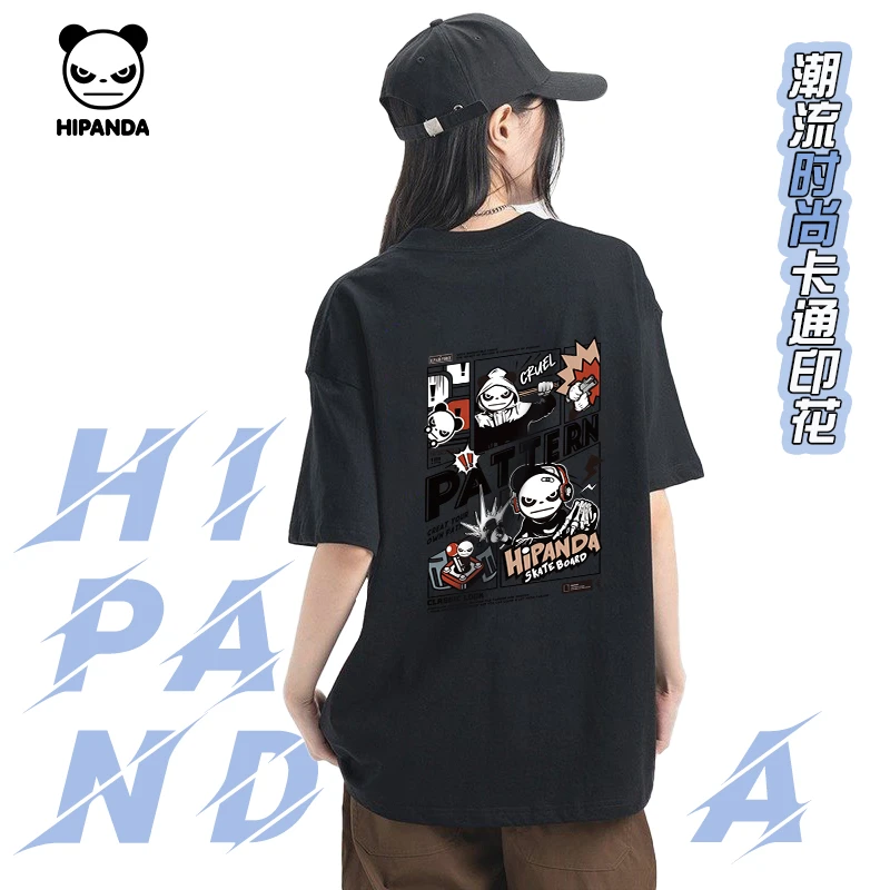 HiPanda美式街头纯棉短袖t恤男女款夏季2025新款宽松透气半袖T恤