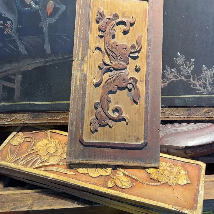 【闪购商品】香榧木天***魔木雕花板艺术一套