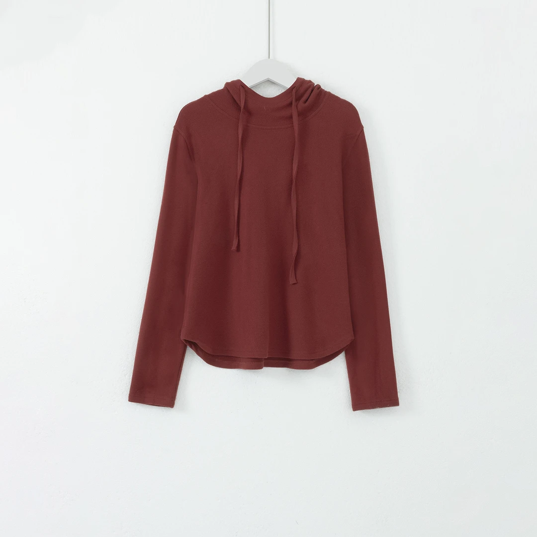 几里与麻 休闲显瘦连帽套头长袖T恤 衣长58胸围92 2090141