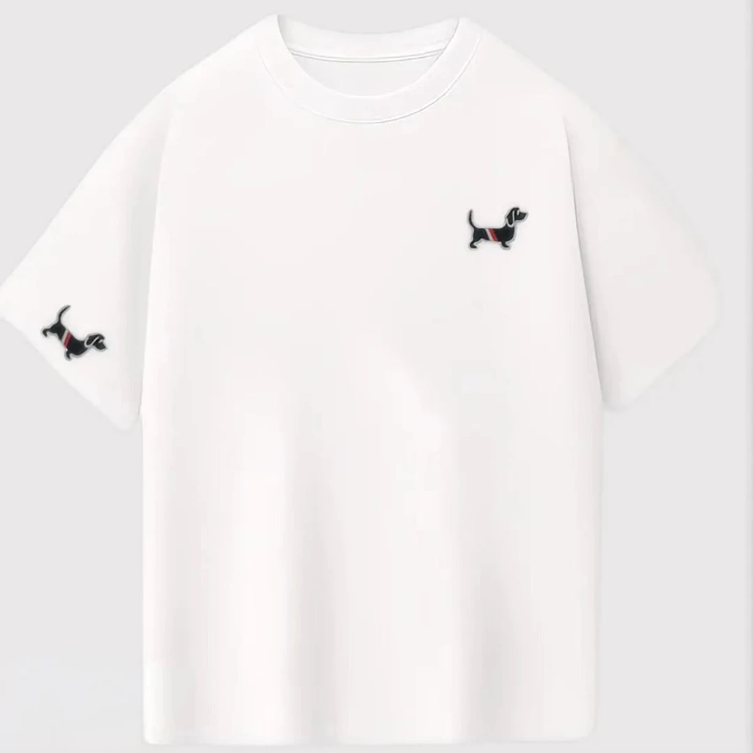 【刺绣】款纯棉时尚舒适夏季亲肤百搭休闲圆领情侣款简约-----双狗