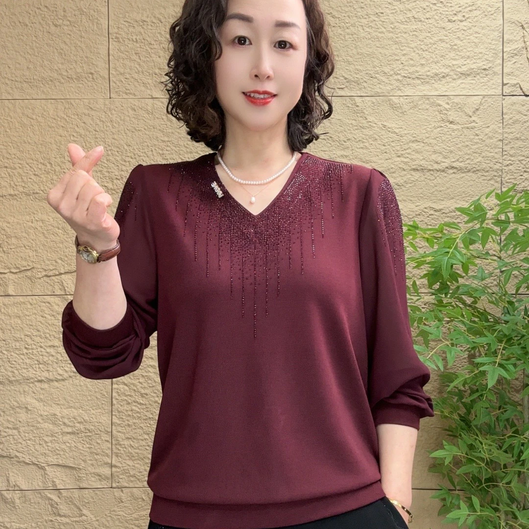 2025春季长袖新款妈妈装女装时尚洋气休闲百搭气质减龄中老年小衫