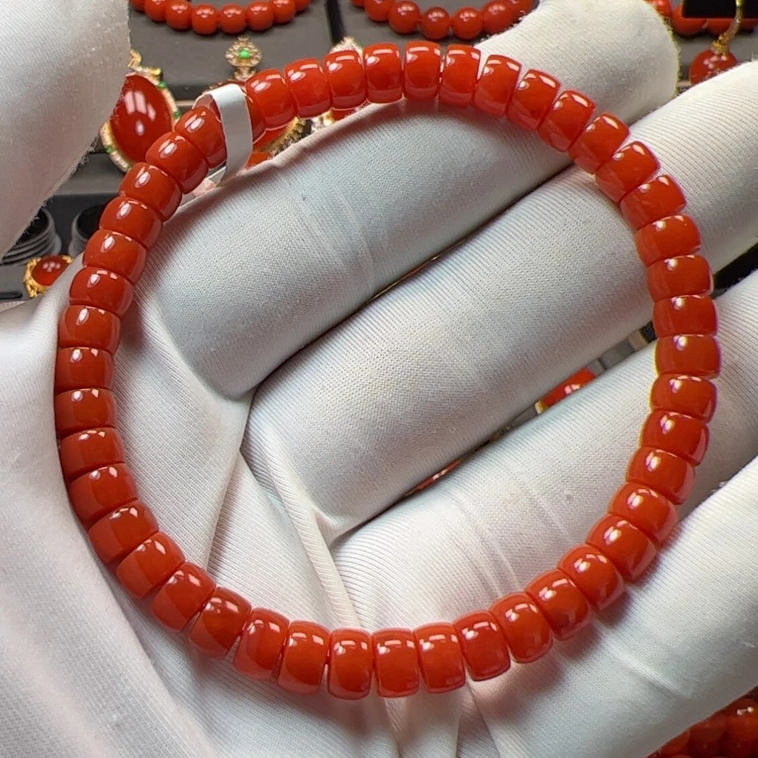 南红玛瑙未镶嵌手串福利款6mm原矿精品辣椒红药片手串