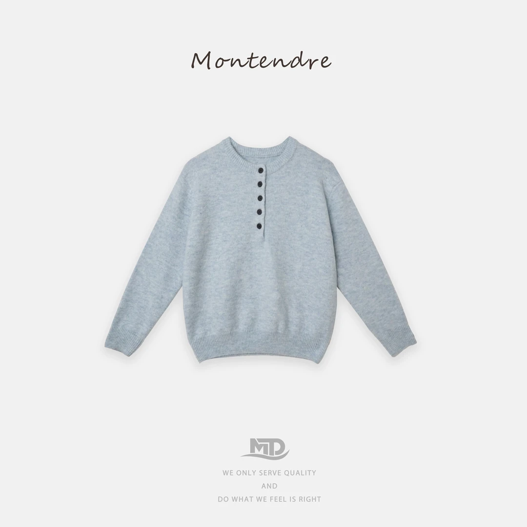 【MonTendre】秋冬新款 H 亨利领羊毛高知穿搭针织衫百搭慵懒风上衣