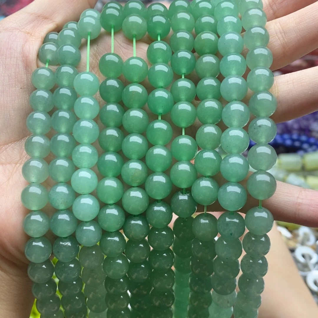 玛瑙/玉髓未镶嵌珠宝半成品一条纯天然东陵玉圆珠8mm