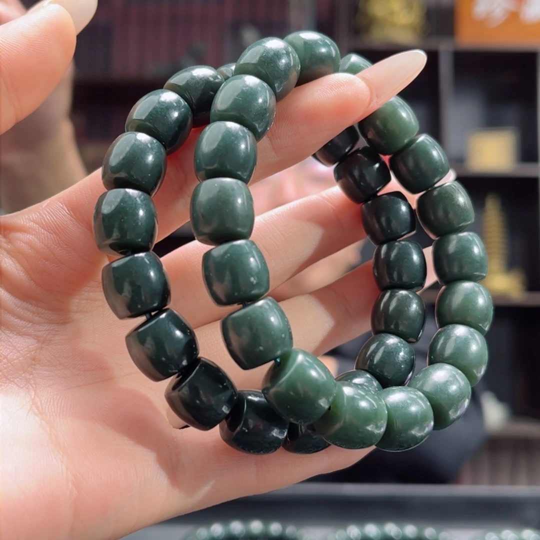 【闪购商品】和田玉手串未镶嵌新疆沙枣青12多样性拍一发一