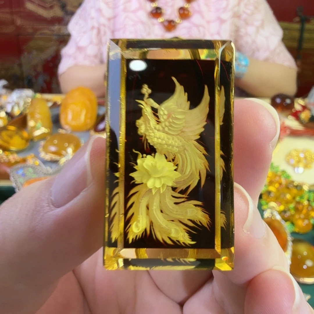 琥珀银S925镀金镶嵌戒指