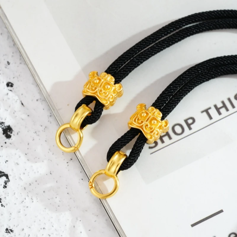 黑色高货绳项链绳吊坠挂绳金色挂绳DIY万能扣头可调节高级感百搭