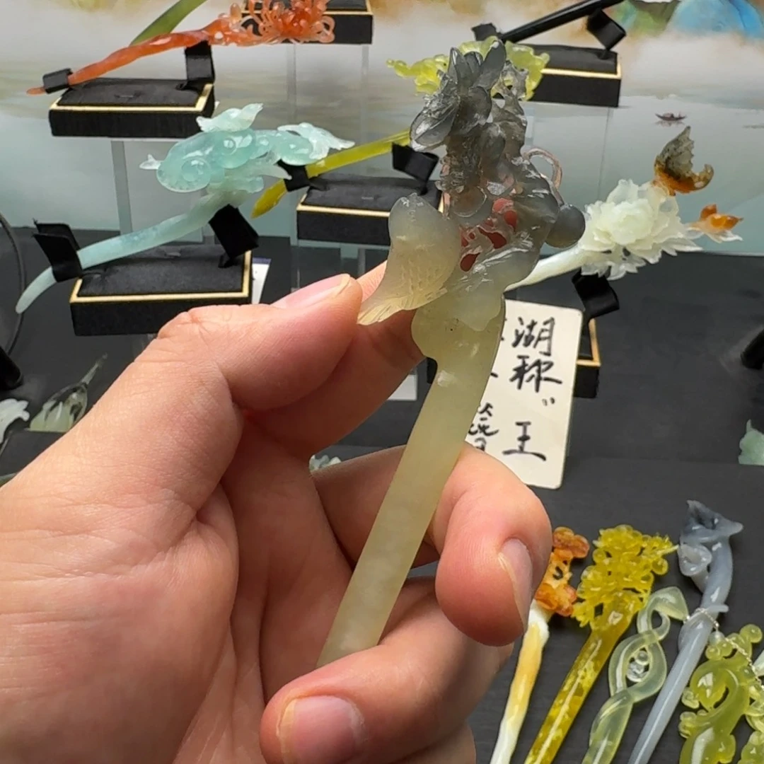 岫玉发饰未镶嵌明君玉簪就是好看