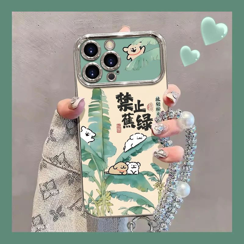 适用于苹果16华为/OPPO/vivo禁止焦绿手机壳可爱线条小狗新款卡通