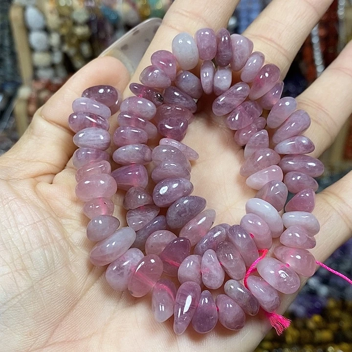 玛瑙/玉髓未镶嵌珠宝半成品天然紫马粉糖豆一条