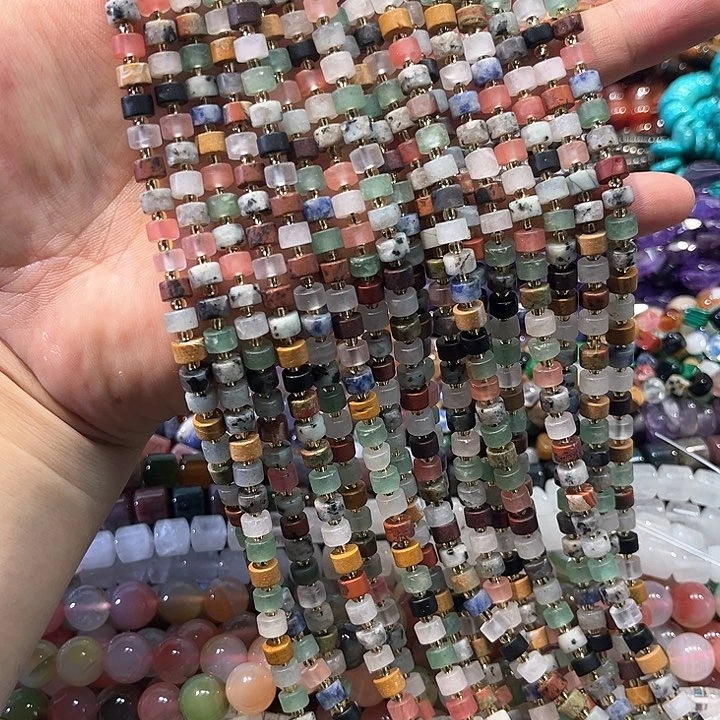 玛瑙/玉髓合金珠宝半成品多宝剁珠一条6mm