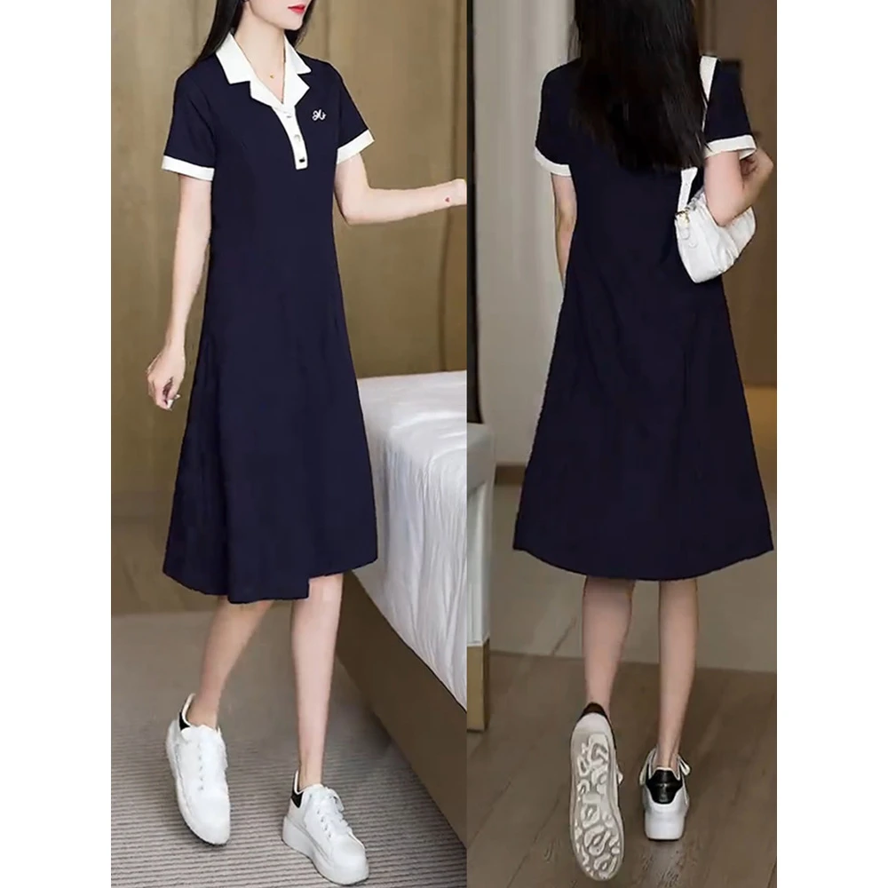撞色拼接百搭显瘦连衣裙JYSDHZ39 041654