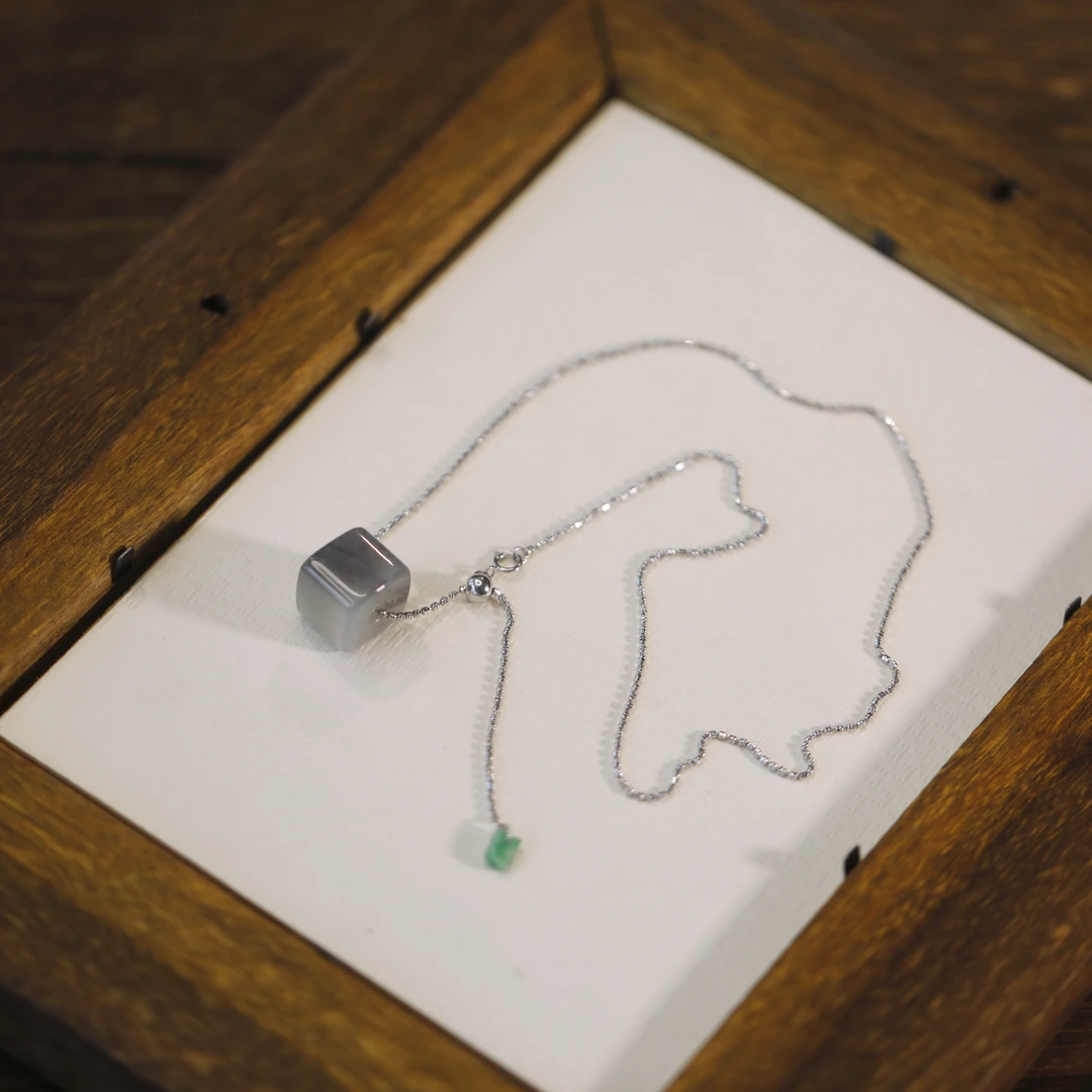 麦麦【励程】天然和田玉青花+翡翠+925 项链 多样性发一