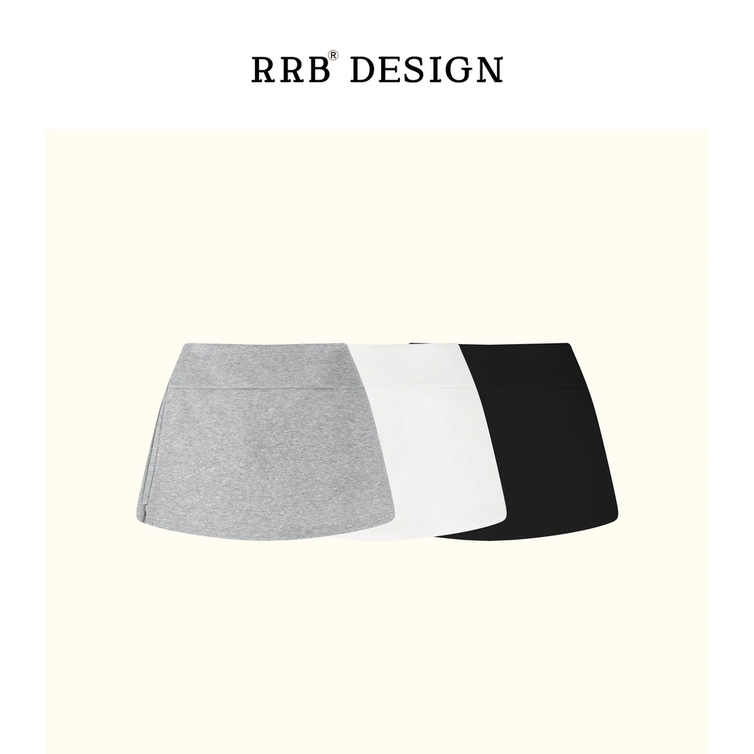 RRB Design「胶囊衣橱」宽松显瘦侧开叉半身裙百搭时尚安全短裙裤