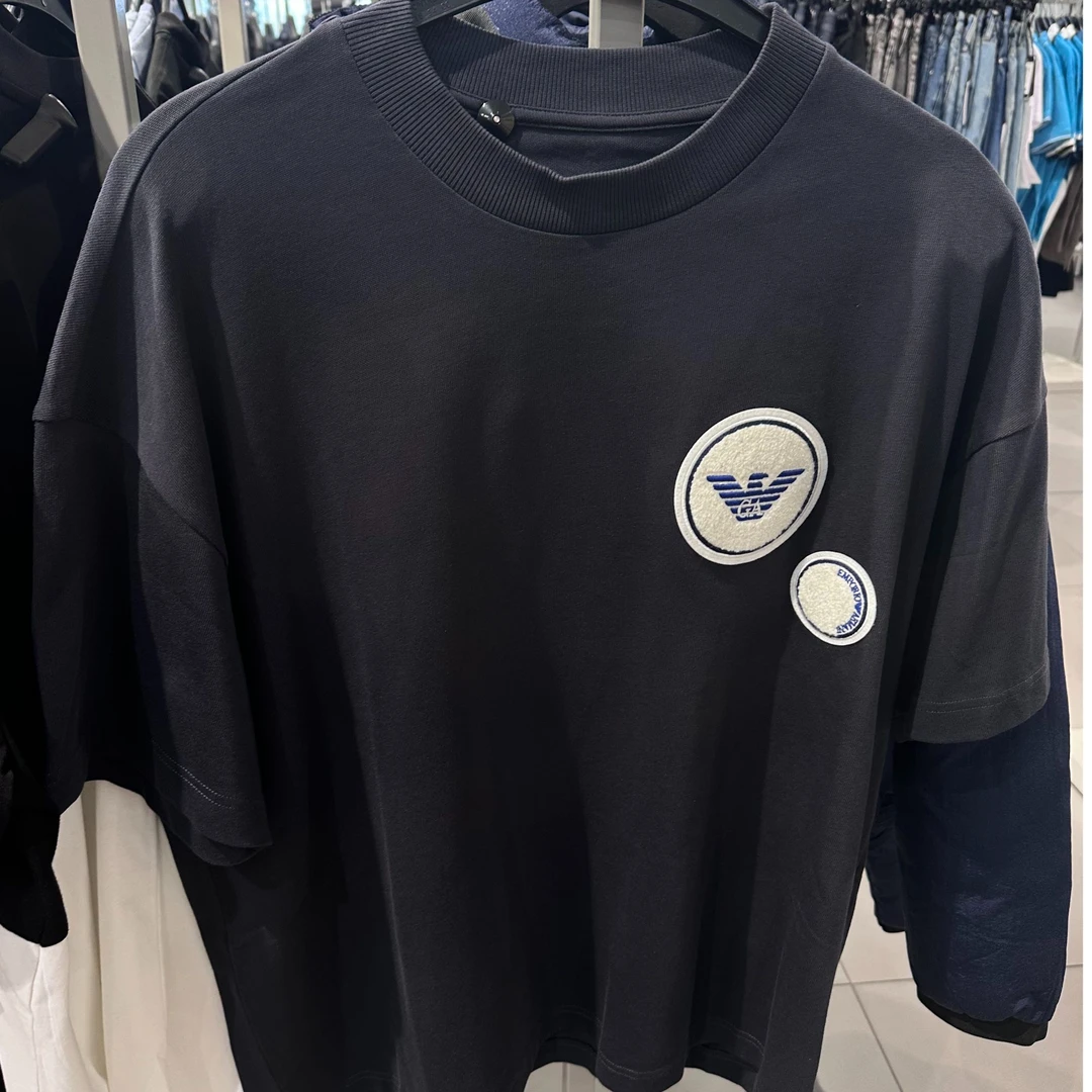 【香港直邮】ARMANI阿玛尼男款T恤藏蓝色圆领短袖休闲款8R1TEZ1JUF1