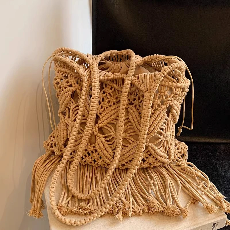 韩国chic复古镂空编织女包波西米亚风流苏包旅行度假沙滩包大容量