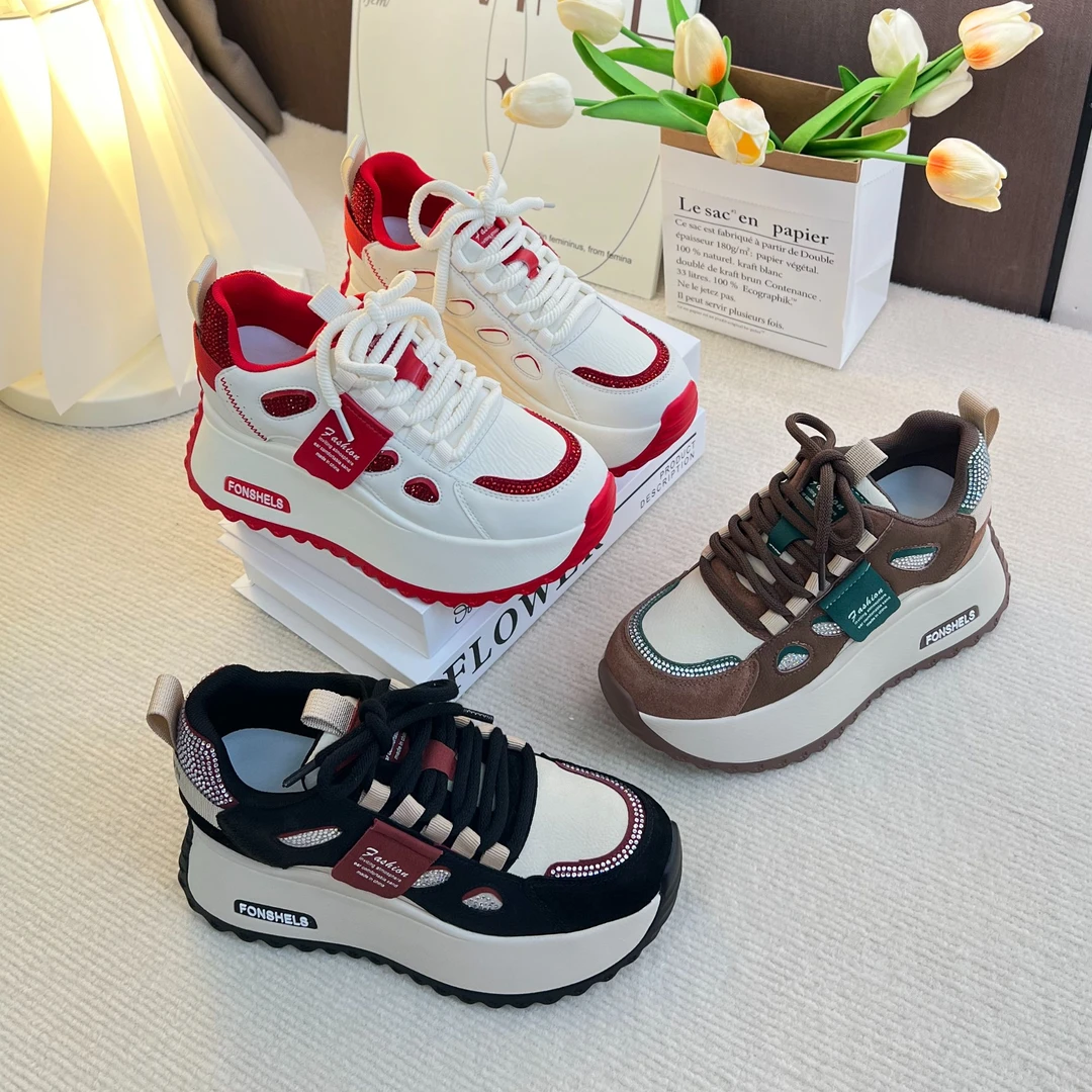 7cm增高小个子厚底老爹鞋女2025新款四季松糕阿甘运动鞋女显脚小