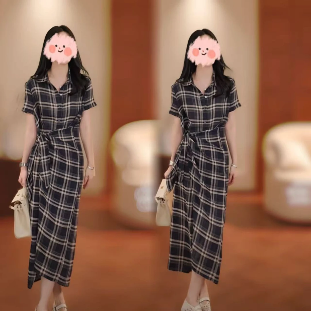 【格子裙】2025年春夏时尚新款小众设计感轻奢欧若风格子百搭连衣裙