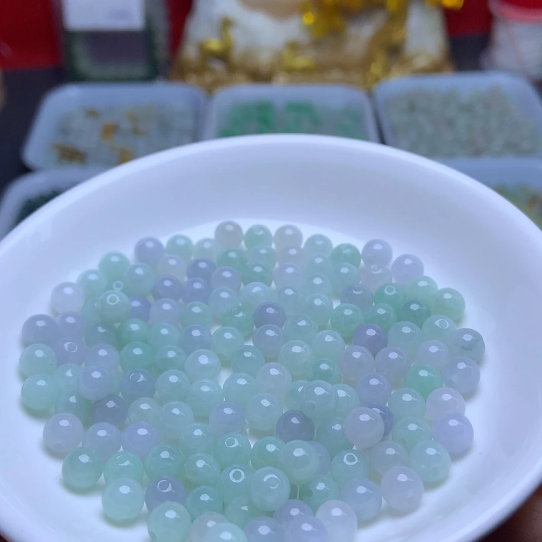 未镶嵌手链翡翠卡6冰透紫绿30个